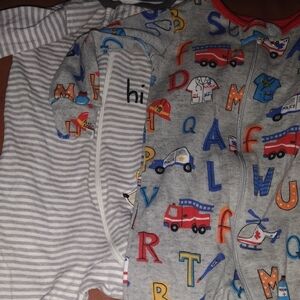 🚗 Colorful Alphabet & Vehicle Print Kids Pajama Set | Size 0/3 | Cozy & Fun!